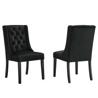 Modway EEI-5013-BLK Baronet Performance Velvet Dining Chairs - Set of 2 Black