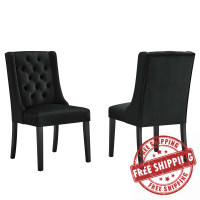 Modway EEI-5013-BLK Baronet Performance Velvet Dining Chairs - Set of 2 Black