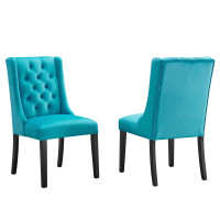 Modway EEI-5013-BLU Baronet Performance Velvet Dining Chairs - Set of 2 Blue