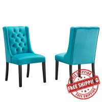 Modway EEI-5013-BLU Baronet Performance Velvet Dining Chairs - Set of 2 Blue