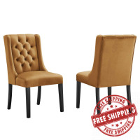 Modway EEI-5013-COG Baronet Performance Velvet Dining Chairs - Set of 2 Cognac