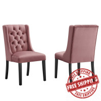 Modway EEI-5013-DUS Baronet Performance Velvet Dining Chairs - Set of 2 Dusty Rose