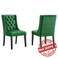 Modway EEI-5013-EME Baronet Performance Velvet Dining Chairs - Set of 2 Emerald