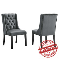 Modway EEI-5013-GRY Baronet Performance Velvet Dining Chairs - Set of 2 Gray