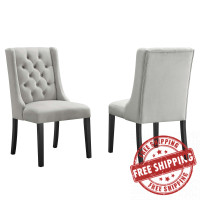 Modway EEI-5013-LGR Baronet Performance Velvet Dining Chairs - Set of 2 Light Gray