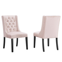 Modway EEI-5013-PNK Baronet Performance Velvet Dining Chairs - Set of 2 Pink