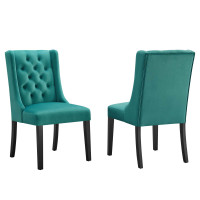 Modway EEI-5013-TEA Baronet Performance Velvet Dining Chairs - Set of 2 Teal