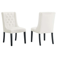 Modway EEI-5013-WHI Baronet Performance Velvet Dining Chairs - Set of 2 White