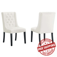 Modway EEI-5013-WHI Baronet Performance Velvet Dining Chairs - Set of 2 White