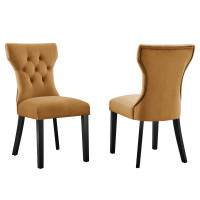 Modway EEI-5014-COG Silhouette Performance Velvet Dining Chairs - Set of 2 Cognac