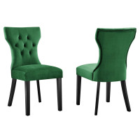 Modway EEI-5014-EME Silhouette Performance Velvet Dining Chairs - Set of 2 Emerald