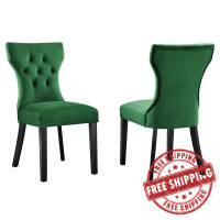 Modway EEI-5014-EME Silhouette Performance Velvet Dining Chairs - Set of 2 Emerald