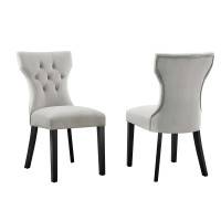 Modway EEI-5014-LGR Silhouette Performance Velvet Dining Chairs - Set of 2 Light Gray