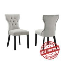 Modway EEI-5014-LGR Silhouette Performance Velvet Dining Chairs - Set of 2 Light Gray