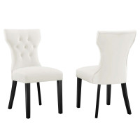 Modway EEI-5014-WHI Silhouette Performance Velvet Dining Chairs - Set of 2 White