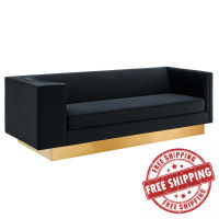 Modway EEI-5016-BLK Eminence Upholstered Performance Velvet Sofa Black