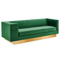 Modway EEI-5016-EME Eminence Upholstered Performance Velvet Sofa Emerald