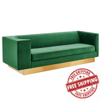Modway EEI-5016-EME Eminence Upholstered Performance Velvet Sofa Emerald