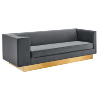 Modway EEI-5016-GRY Eminence Upholstered Performance Velvet Sofa Gray