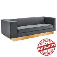 Modway EEI-5016-GRY Eminence Upholstered Performance Velvet Sofa Gray