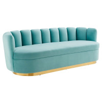 Modway EEI-5017-MIN Victoria Channel Tufted Performance Velvet Sofa Mint