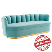 Modway EEI-5017-MIN Victoria Channel Tufted Performance Velvet Sofa Mint