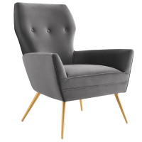 Modway EEI-5020-GRY Renata Button Tufted Performance Velvet Armchair Gray