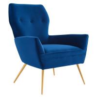 Modway EEI-5020-NAV Renata Button Tufted Performance Velvet Armchair Navy