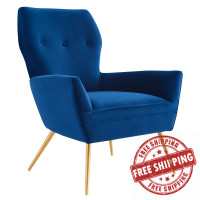 Modway EEI-5020-NAV Renata Button Tufted Performance Velvet Armchair Navy