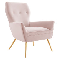 Modway EEI-5020-PNK Renata Button Tufted Performance Velvet Armchair Pink