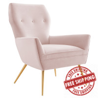 Modway EEI-5020-PNK Renata Button Tufted Performance Velvet Armchair Pink