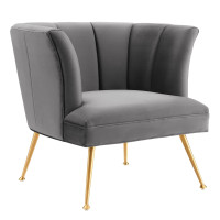 Modway EEI-5023-GRY Veronica Channel Tufted Performance Velvet Armchair Gray