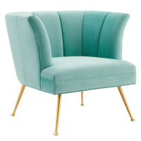 Modway EEI-5023-MIN Veronica Channel Tufted Performance Velvet Armchair Mint