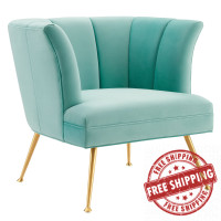 Modway EEI-5023-MIN Veronica Channel Tufted Performance Velvet Armchair Mint