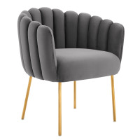 Modway EEI-5024-GRY Sanna Channel Tufted Performance Velvet Armchair Gray