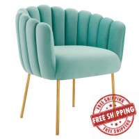 Modway EEI-5024-MIN Sanna Channel Tufted Performance Velvet Armchair Mint