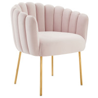 Modway EEI-5024-PNK Sanna Channel Tufted Performance Velvet Armchair Pink
