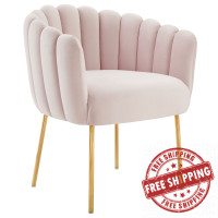 Modway EEI-5024-PNK Sanna Channel Tufted Performance Velvet Armchair Pink