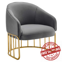 Modway EEI-5025-GRY Legacy Performance Velvet Armchair Gray