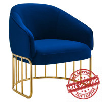 Modway EEI-5025-NAV Legacy Performance Velvet Armchair Navy