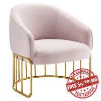 Modway EEI-5025-PNK Legacy Performance Velvet Armchair Pink