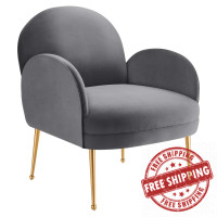 Modway EEI-5026-GRY Transcend Performance Velvet Armchair Gray