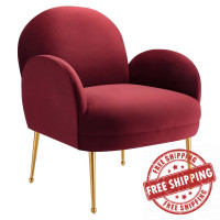 Modway EEI-5026-MAR Transcend Performance Velvet Armchair Maroon