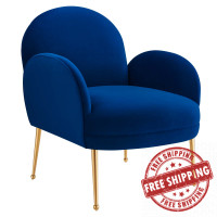 Modway EEI-5026-NAV Transcend Performance Velvet Armchair Navy