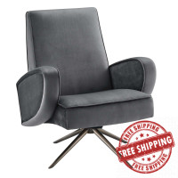Modway EEI-5027-GRY Superior Performance Velvet Swivel Chair Gray
