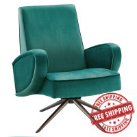 Modway EEI-5027-TEA Superior Performance Velvet Swivel Chair Teal