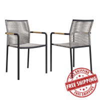 Modway EEI-5036-LGR Serenity Outdoor Patio Armchairs Set of 2 Light Gray