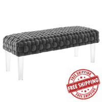 Modway EEI-5037-GRY Prologue Woven Performance Velvet Ottoman Gray