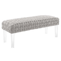 Modway EEI-5037-LGR Prologue Woven Performance Velvet Ottoman Light Gray