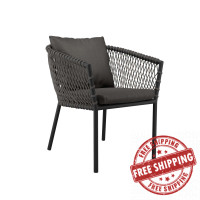 Modway EEI-5040-CHA-CHA Sailor Outdoor Patio Dining Armchair Charcoal Charcoal